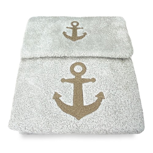 ANCHOR HANDTUCH SET HASELNUSS Reine Baumwolle Made in Italy