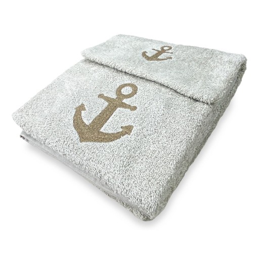 ANCHOR HANDTUCH SET HASELNUSS Reine Baumwolle Made in Italy