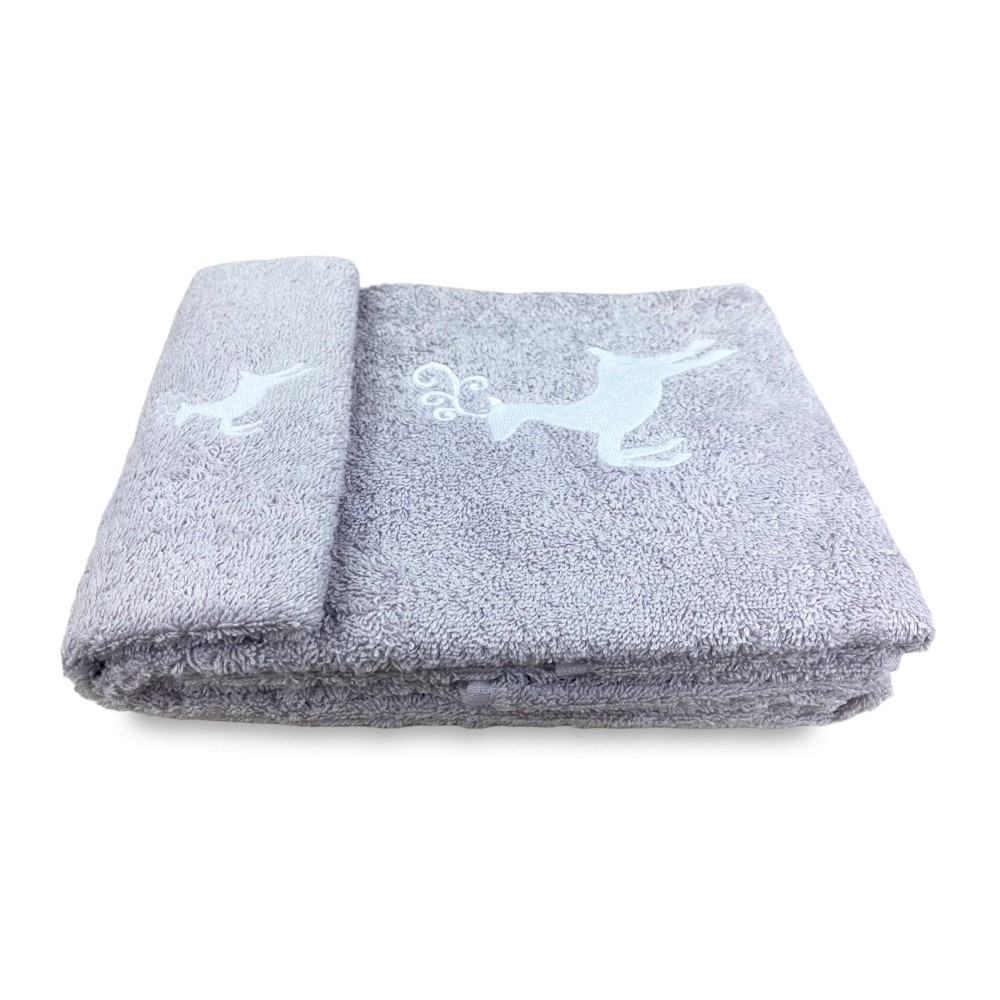 SET serviettes CERVO GRIGIO coton pur Made in Italy