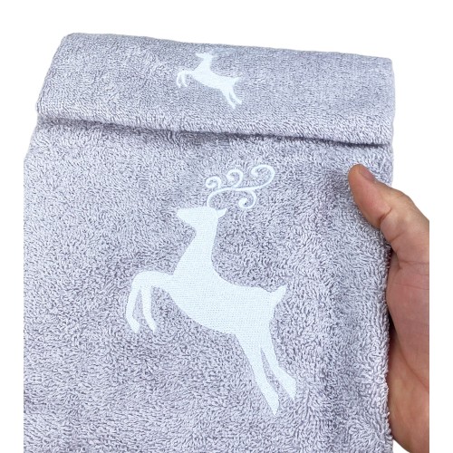 GREY DEER TOWEL SET pure cotton Made in Italy