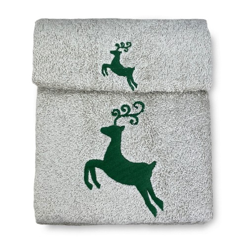 SET asciugamani CERVO VERDE puro cotone Made in Italy