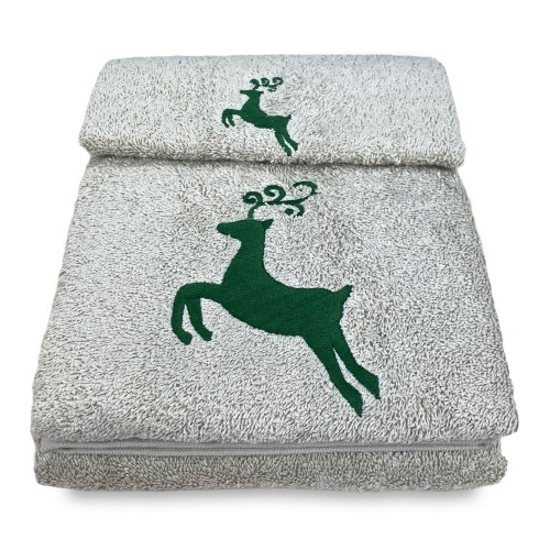 GREEN DEER TOWEL SET pure cotton Made in Italy
