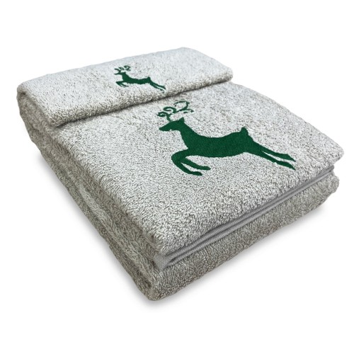 GREEN DEER TOWEL SET pure cotton Made in Italy