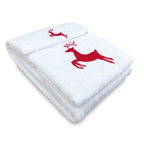SET asciugamani CERVO ROSSO puro cotone Made in Italy