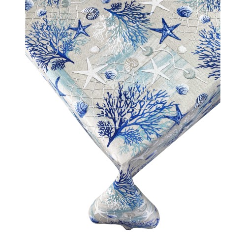 NAPPE en COTON mer MARINE corail BLEU