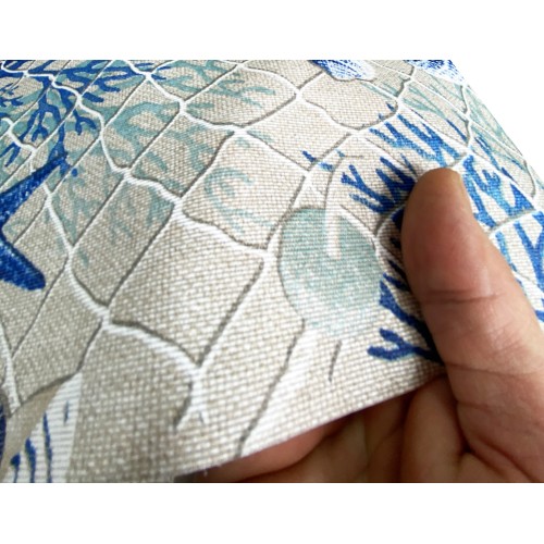 NAPPE en COTON mer MARINE corail BLEU