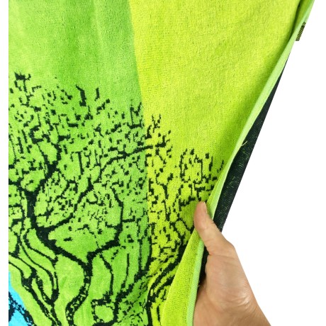 Terry beach towel on blue with waist collar