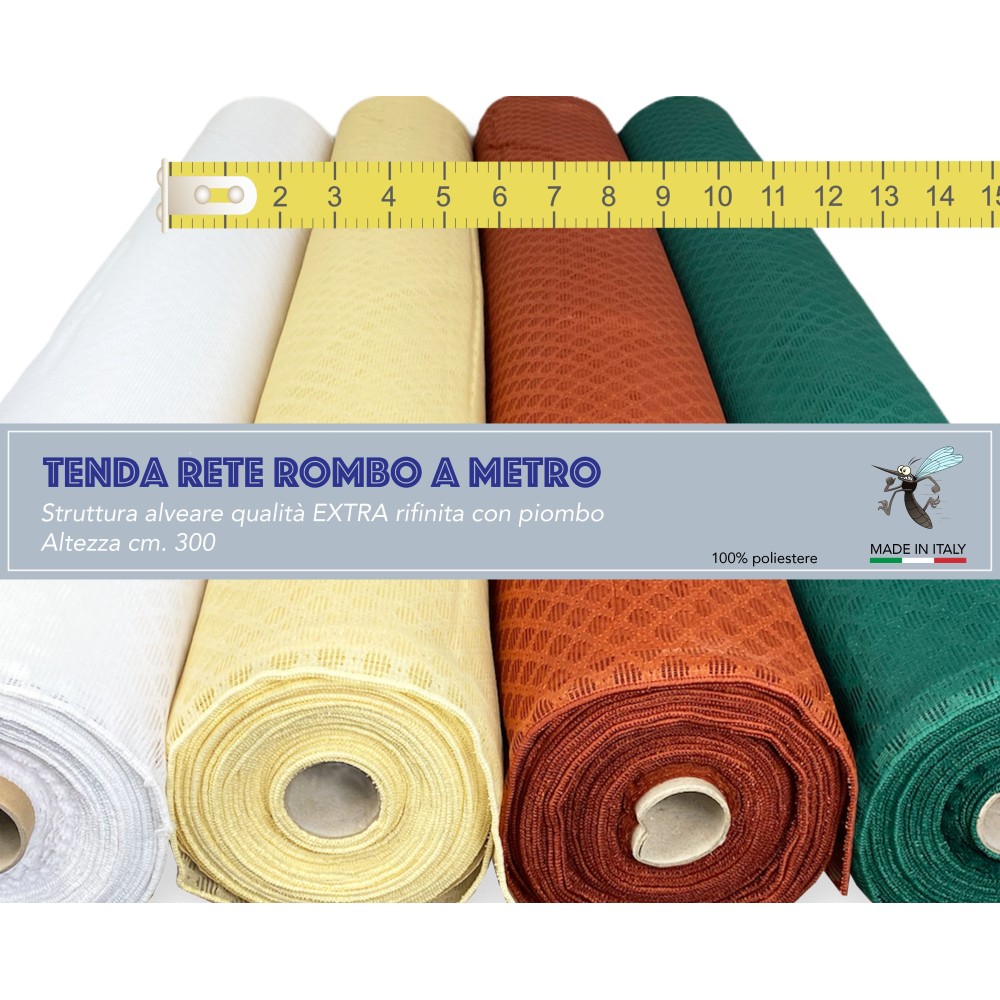 TELA MOSQUITERA POR METRO Rombo color liso EMPLOMADO altura cm. 300