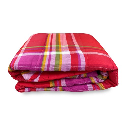 COPRILETTO trapuntato SPRING scozzese ROSSO e FUCSIA