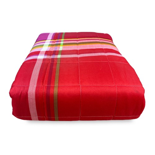 COPRILETTO trapuntato SPRING scozzese ROSSO e FUCSIA