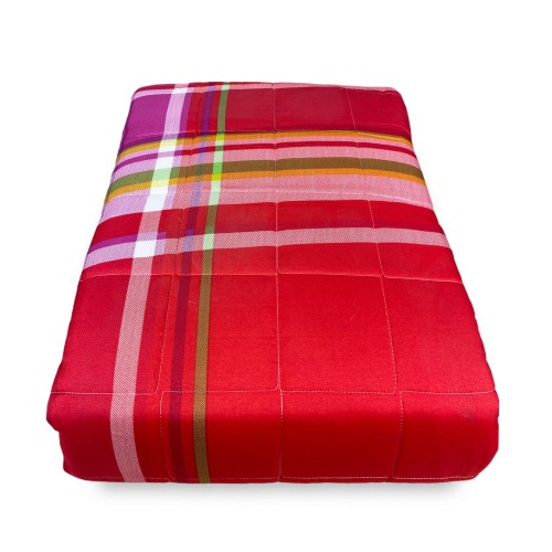 COPRILETTO trapuntato SPRING scozzese ROSSO e FUCSIA