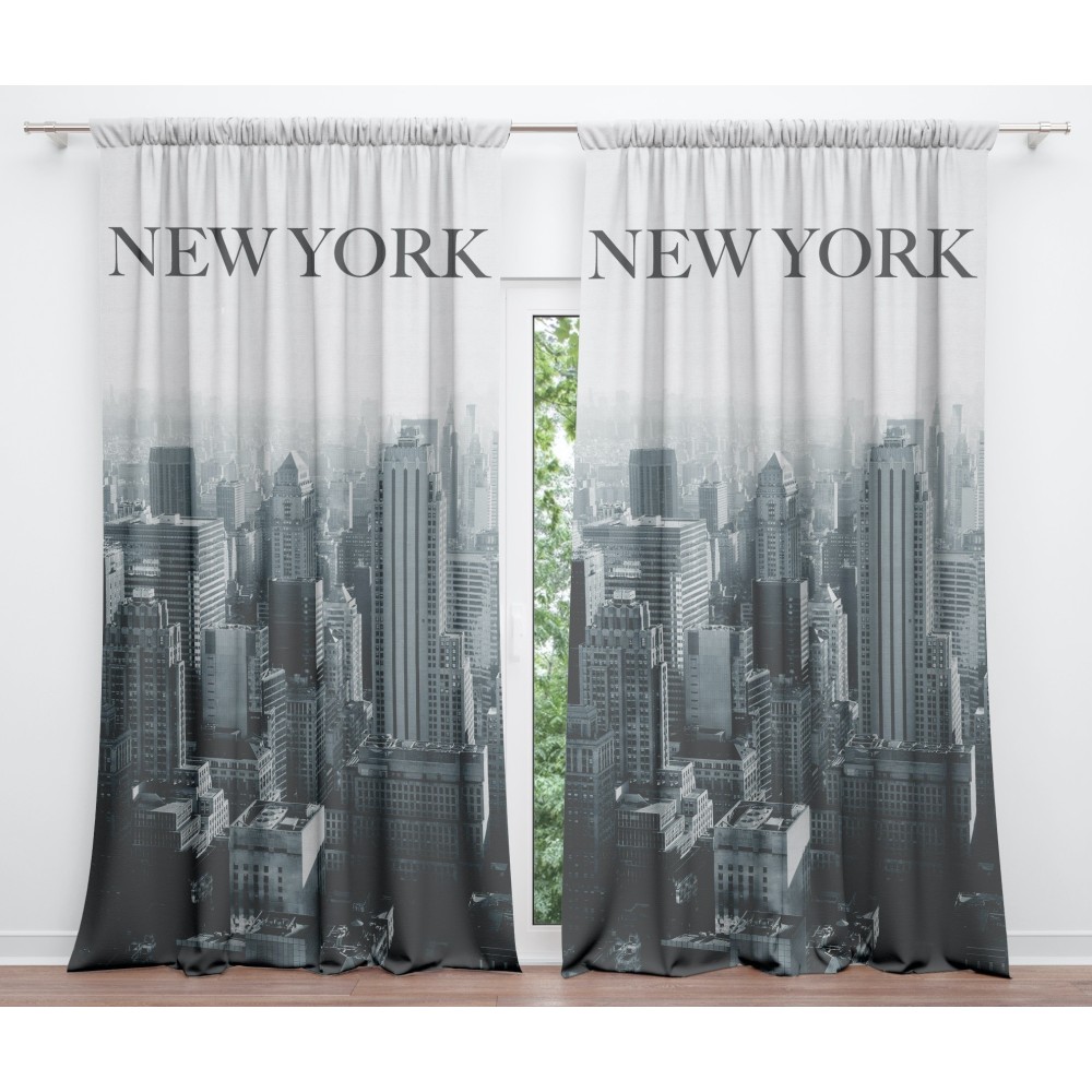 CORTINA RASCACIELOS DE NUEVA YORK cm.160X300 hecha MADE en mezcla de lino ITALIA