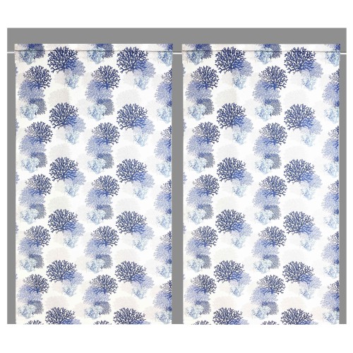 Cortina de cristal MODERN de 45 o 60 u 80 de ancho BLUE CORALS mezcla de lino Made in Italy