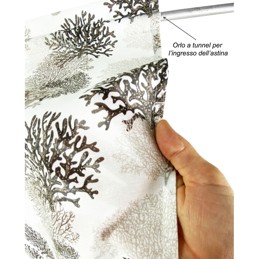 MODERN glass curtain 45 or 60 or 80 wide BEIGE CORALS linen blend Made in Italy