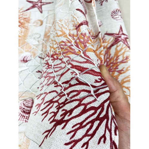 Handtuchbezug GRAN SCARF TAGESDECKE Sofabezug STOFF LONETA Meer MEER Korallen ROT