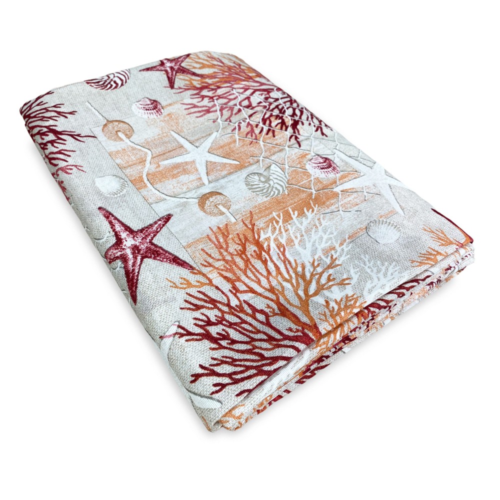FURNISHING TOWEL cover GRAN SCARF BEDSPREAD sofa cover FABRIC LONETA sea MARINE corals RED