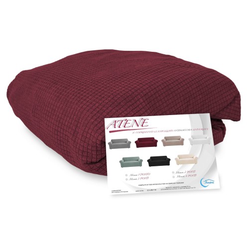 COPRIDIVANO elasticizzato ATENE universale BORDEAUX bielastico