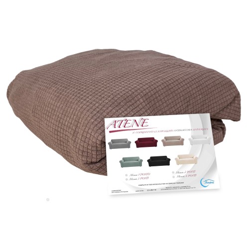 Couverture de canapé extensible ATHÈNES universel MARRON biélastique