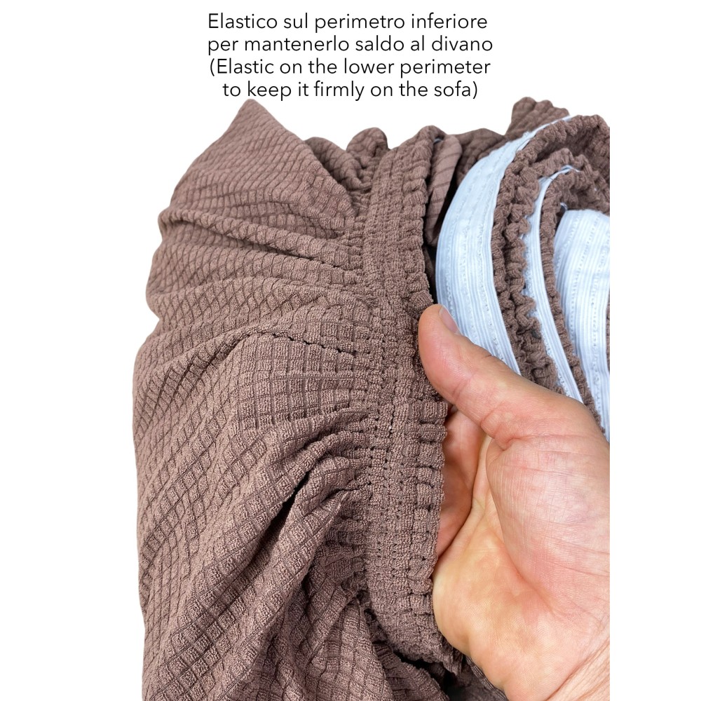 Couverture de canapé extensible ATHÈNES universel MARRON biélastique