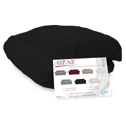 STRETCH SOFA COVER ATHENS universal BLACK bi-elastic