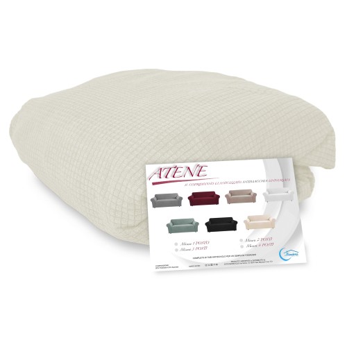 COPRIDIVANO elasticizzato ATENE universale BIANCO LATTE bielastico