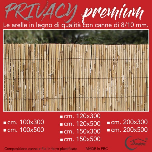 ARELLA PRIVACY Premium © en bambou CANNICCIO arelle CANNE diamètre jusqu’à 1 cm. pour RECINZIONE ombre en 8 MESURES