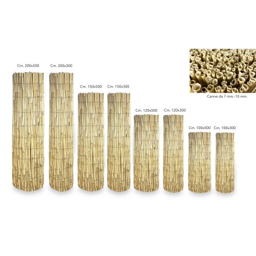 ARELLA PRIVACY Premium © aus Bambus WATTLE ARELLE CANNE Durchmesser bis 1 cm. für Schattenzaun in 8 GRÖSSEN