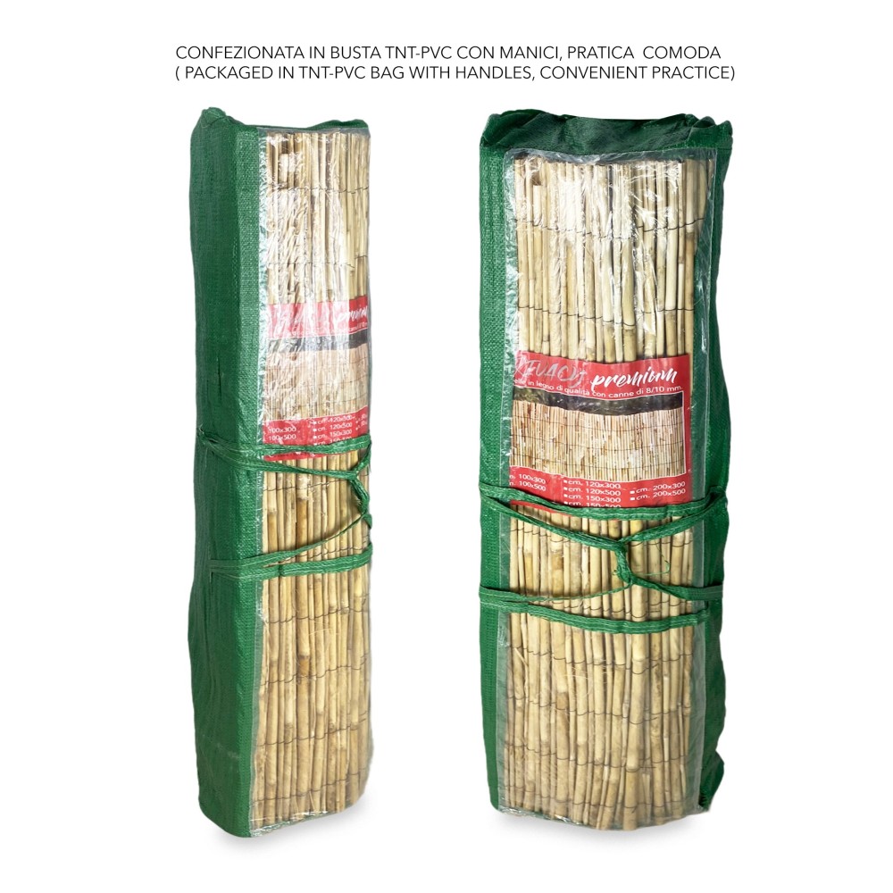 ARELLA PRIVACY Premium © in bamboo CANNICCIO arelle CANNE diametro fino a 1 cm. per RECINZIONE ombra in 8 MISURE