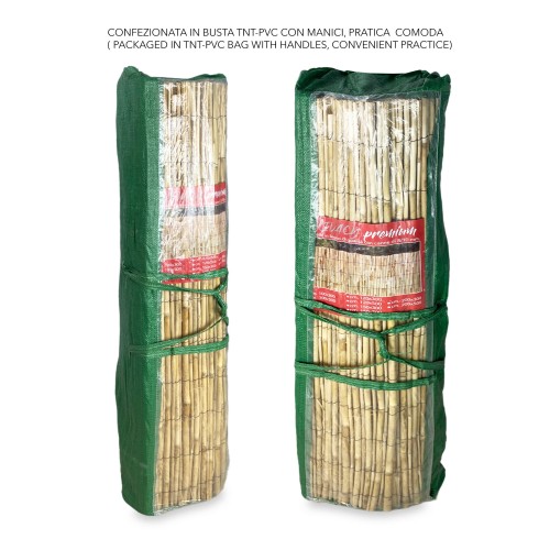 ARELLA PRIVACY Premium © in bamboo CANNICCIO arelle CANNE diametro fino a 1 cm. per RECINZIONE ombra in 8 MISURE