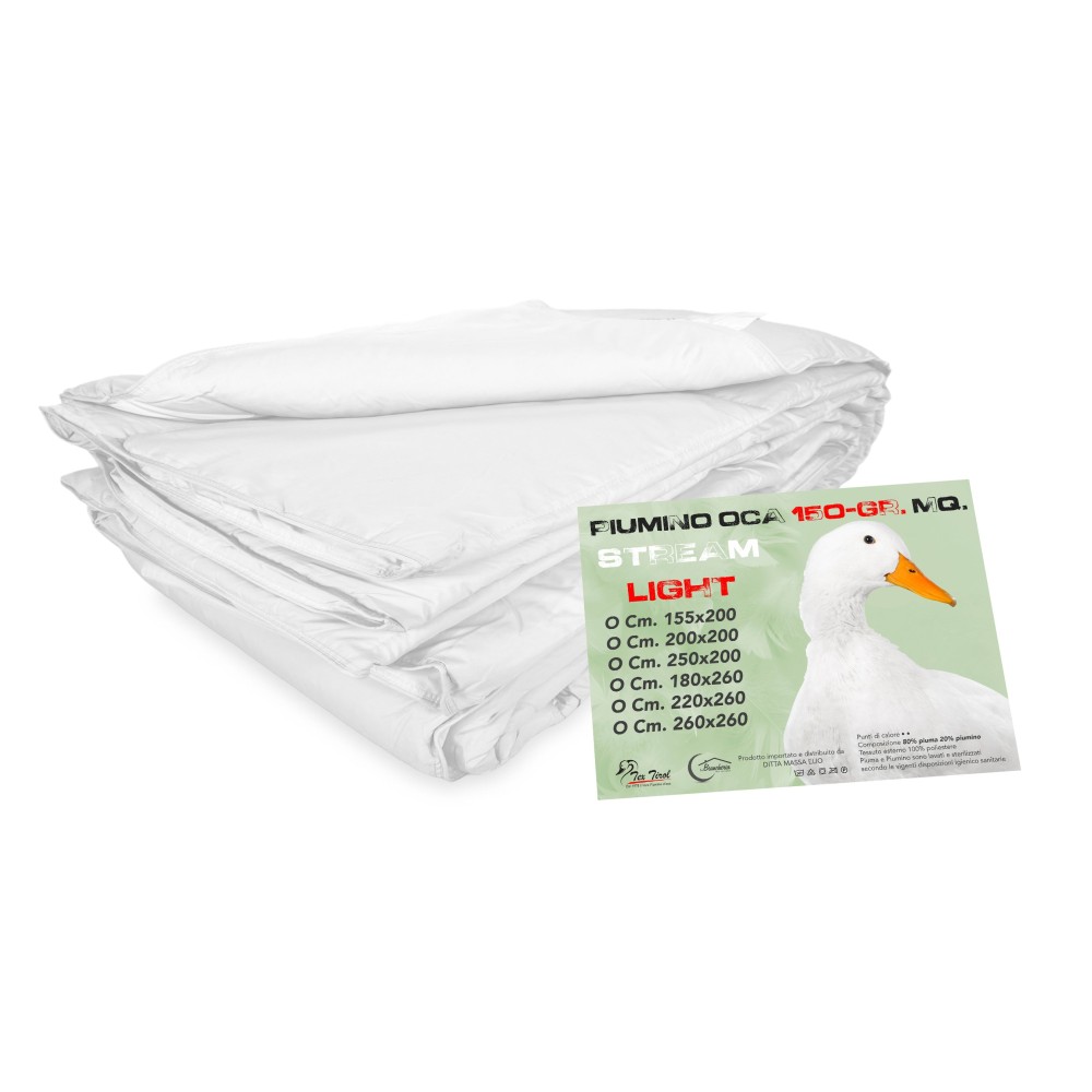 OCA Stream Light Sommer Daunenjacke 150 GR. 80% GÄNSEDAUNEN 20% GÄNSEDAUNEN Weiß