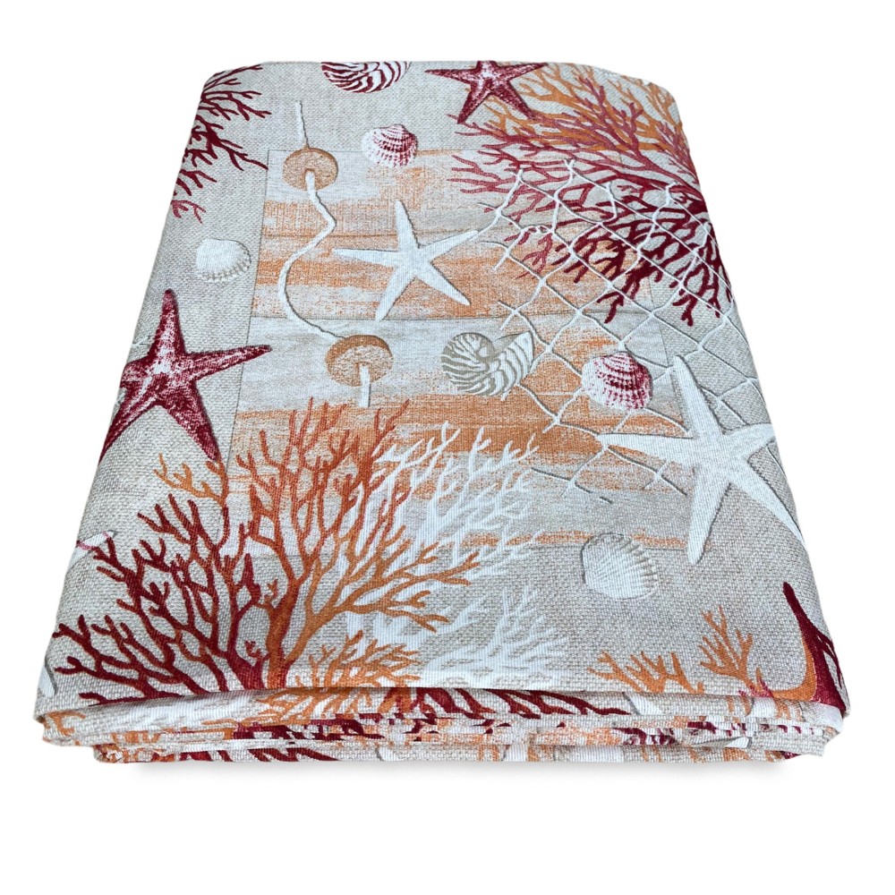 TENTE loneta mer MARINO corail ROUGE cm. 150x280 MADE IN ITALY