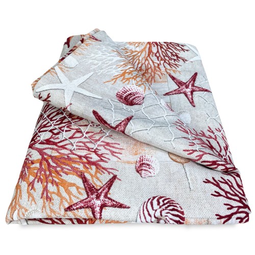 TENT loneta sea MARINE corals RED cm. 150x280 MADE IN ITALY