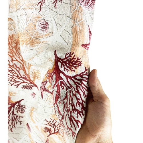 TENT loneta sea MARINE corals RED cm. 150x280 MADE IN ITALY