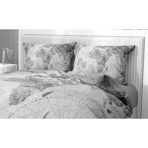 DUVET COVER SATEEN HD PHOTOGRAPHIC map MONDO grey