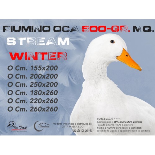 DOWN QUILT OCA Stream 500 GR. 80% GOOSE FEATHER 20% GOOSE DOWN TWO-TONE