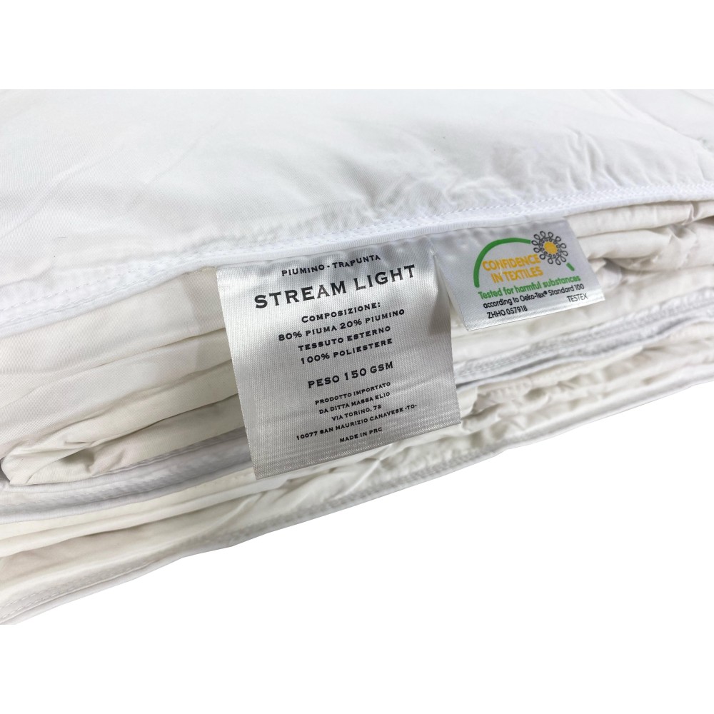 COPRILETTO in PIUMINO OCA Stream ESTIVO Leggero 150 GR. 80% PIUMA OCA 20% PIUMINO OCA Bicolore