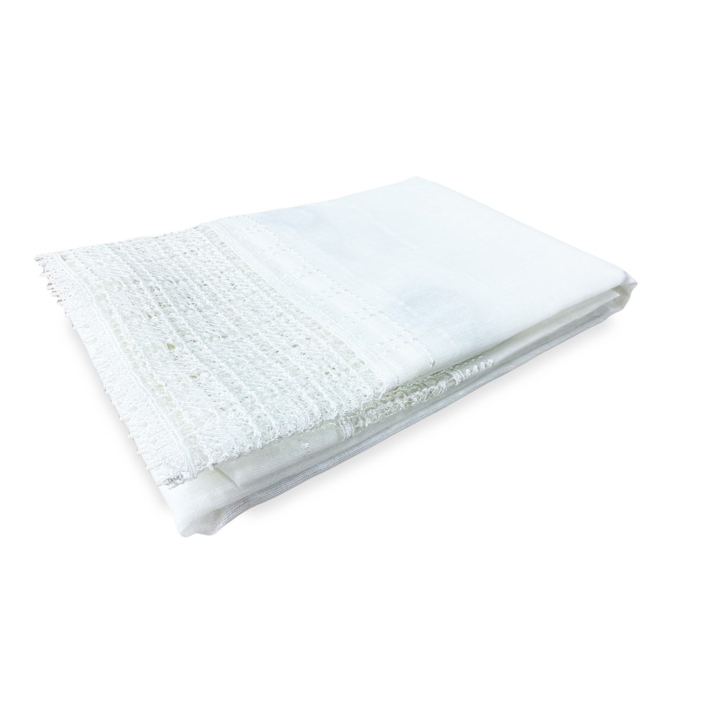 PAIR OF EGYPT glass curtain with white macramé LACE