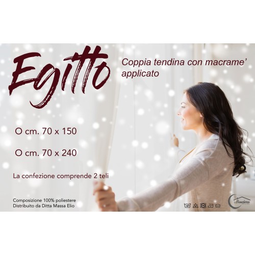 Cortina de cristal PAR DE EGIPTO con encaje de macramé gris