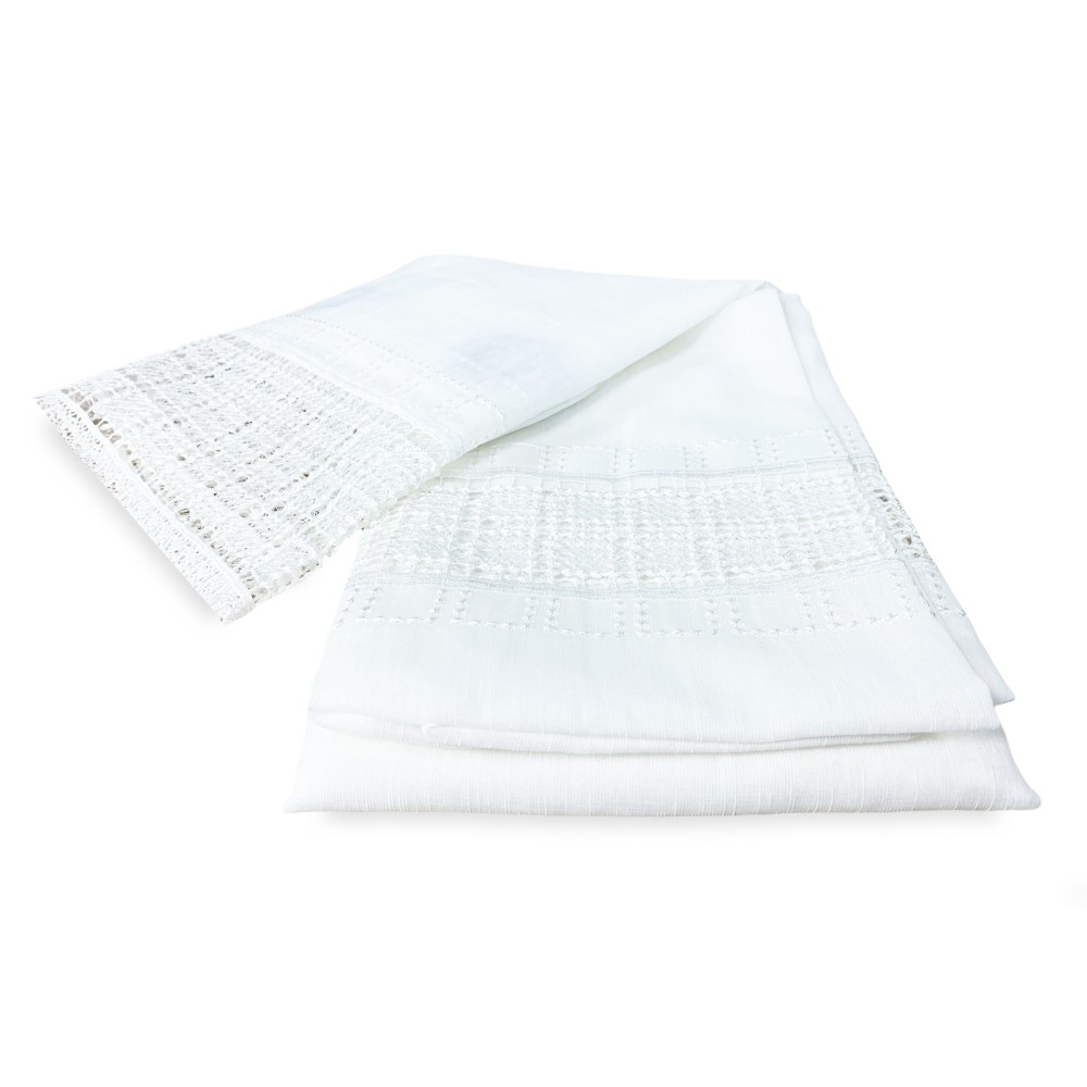 TENDA tendaggio EGITTO con PIZZO macramè bianco cm. 140x290