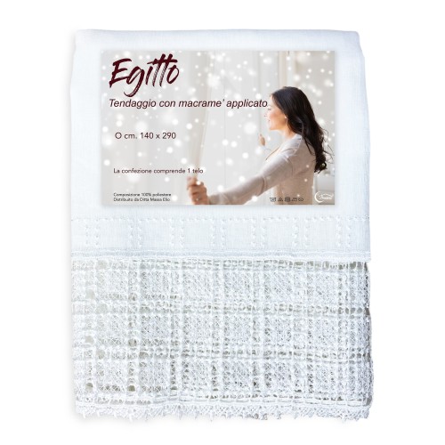 CORTINA EGITTO cortina con encaje de macramé blanco cm. 140x290 milímetros