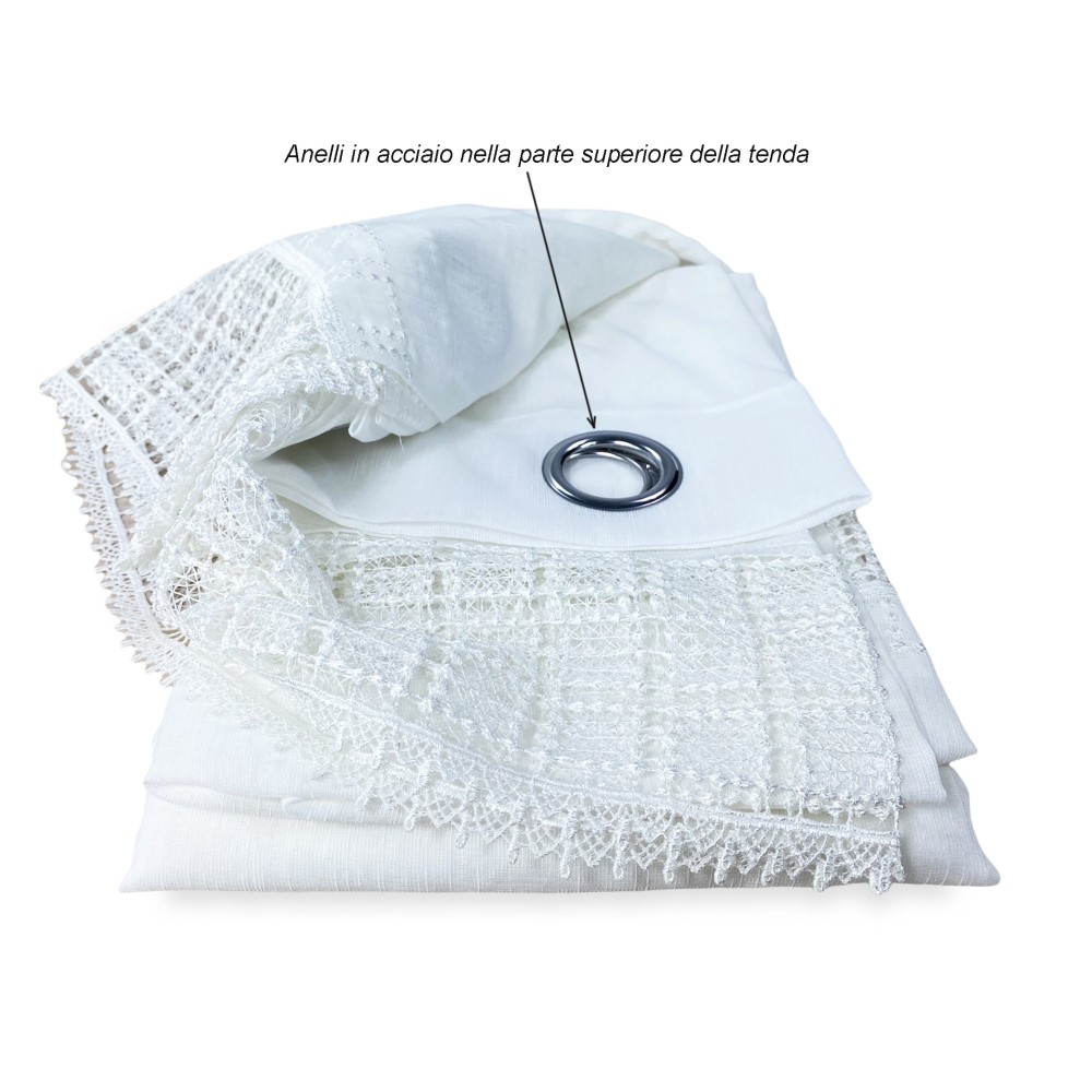 CORTINA EGITTO cortina con encaje de macramé blanco cm. 140x290 milímetros