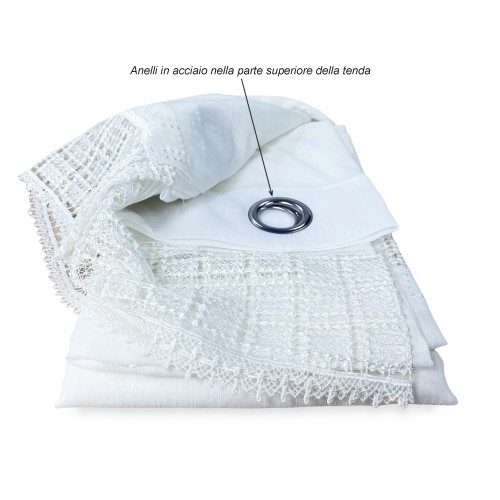 CORTINA EGITTO cortina con encaje de macramé blanco cm. 140x290 milímetros