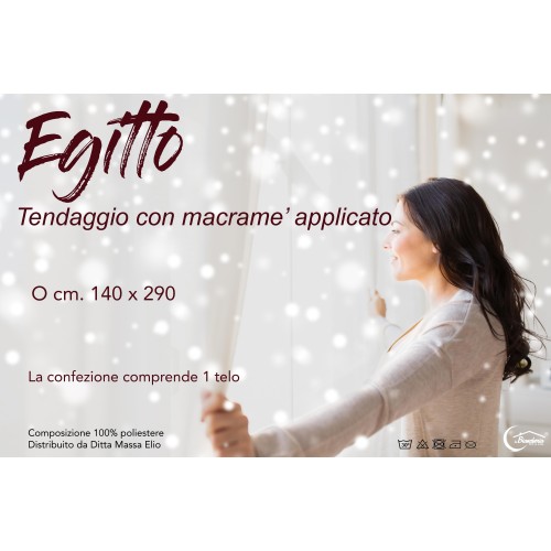 CORTINA EGITTO cortina con encaje de macramé blanco cm. 140x290 milímetros