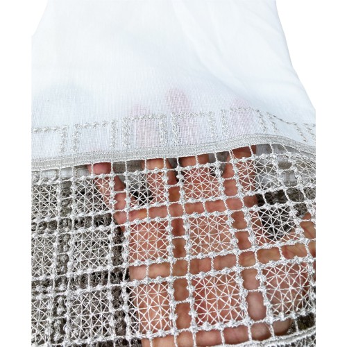 TENDA tendaggio EGITTO con PIZZO macramè grigio cm. 140x290