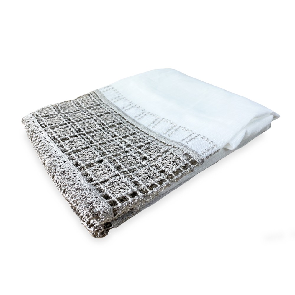 EGYPT Vorhang mit grauem Makramee LACE cm. 140x290 mm