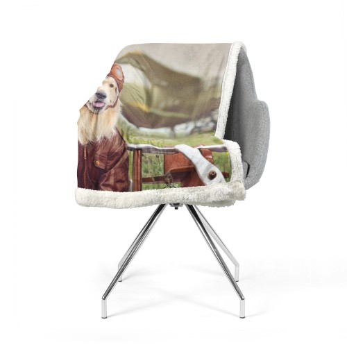 COUVERTURE PLAID EN PILE SHERPA fantaisie HD CHIEN labrador AVIATEUR