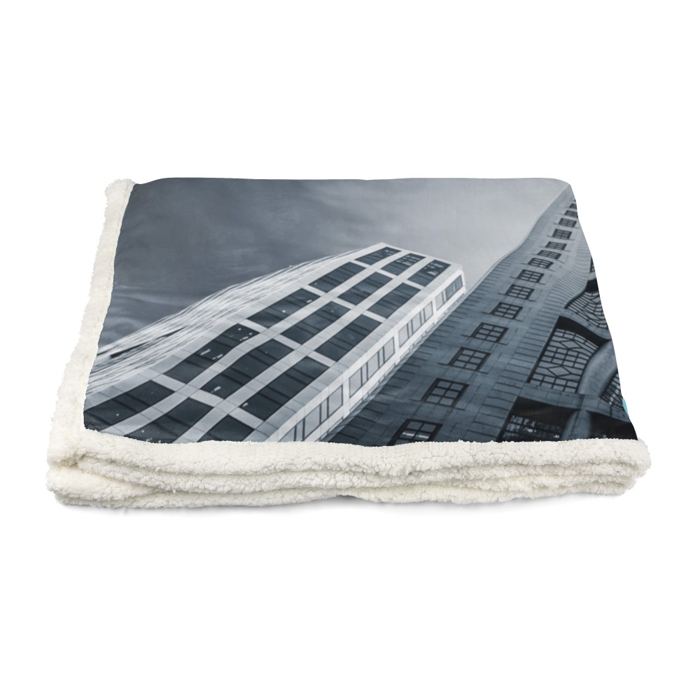 PLAID coperta IN PILE SHERPA fantasy HD AEREO grattacieli
