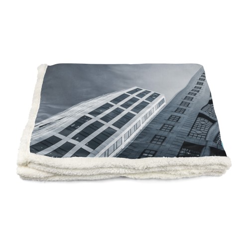 PLAID coperta IN PILE SHERPA fantasy HD AEREO grattacieli