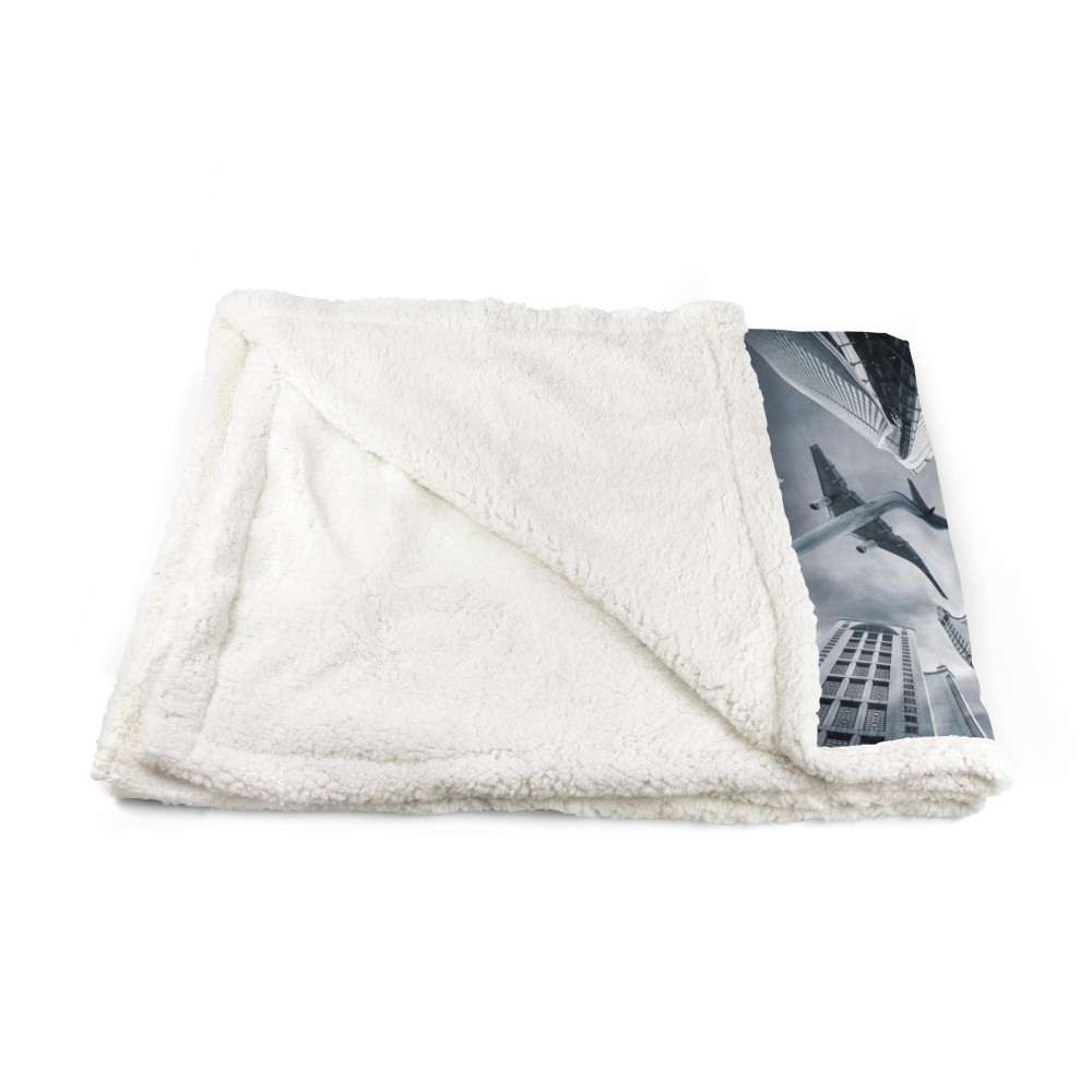 PLAID Blanket Fleece Sherpa Fantasy HD Aerial Skyscrapers