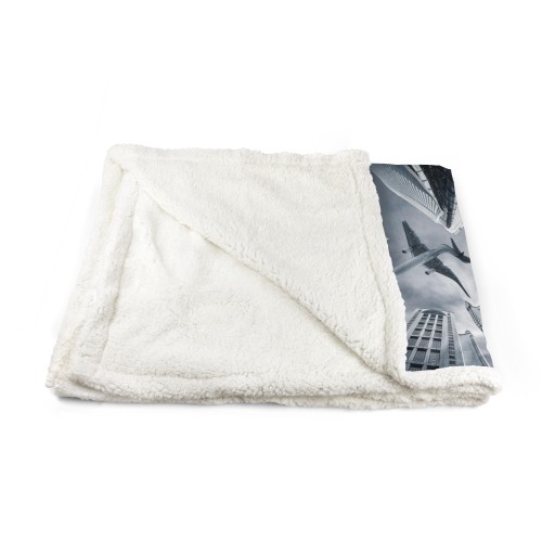 PLAID BLANKET IN PILE SHERPA fantasy HD AIRPLANE gratte-ciel